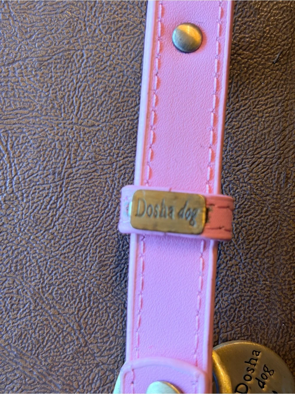 Pink Leather Gems Collar with Genuine Gemstones Crystals Jewels Brass Hardware